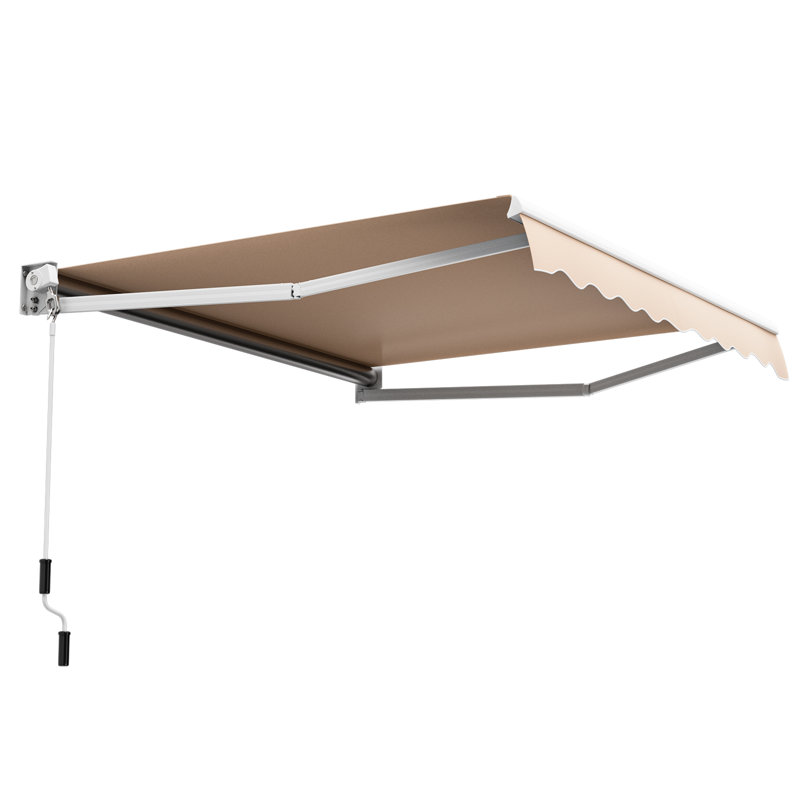 Topbuy 116'' W D Nylon Cover Retractable Patio Awning, Beige
