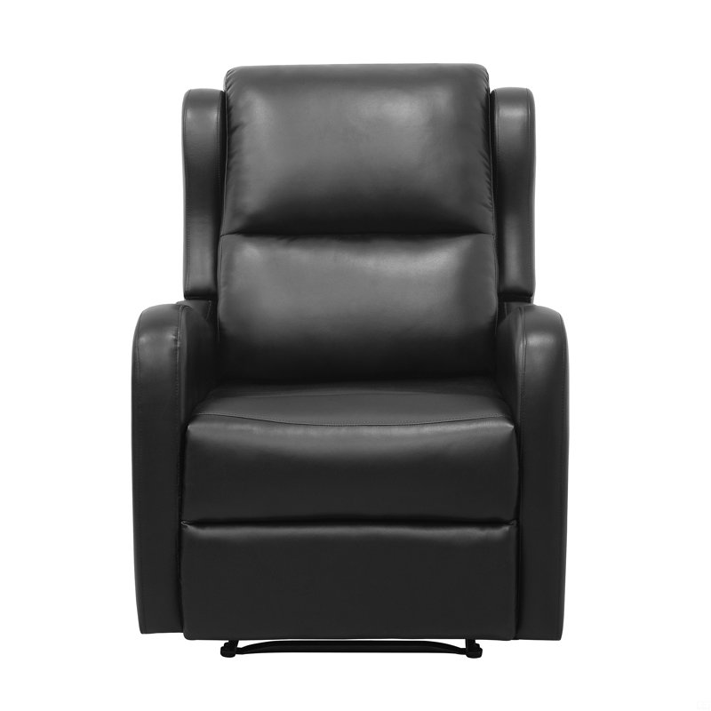 Reclining Chair 1Pc Comfort Seating Faux Leather Upholstery Living Room Furniture Solid Wood, Black