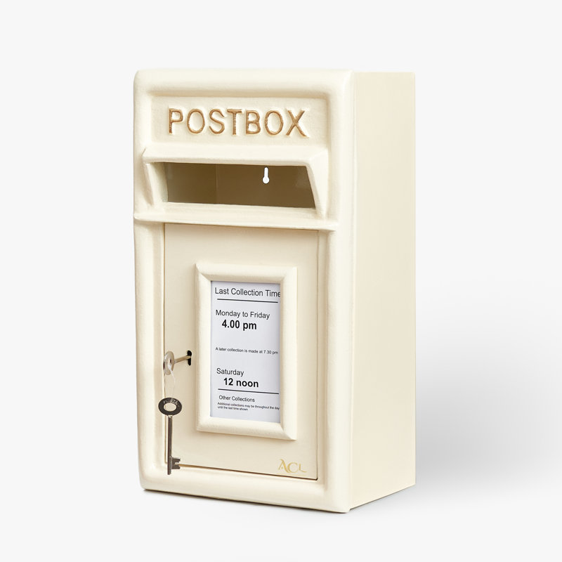 Roper Metal Wall Mounted Letter Box, Cream