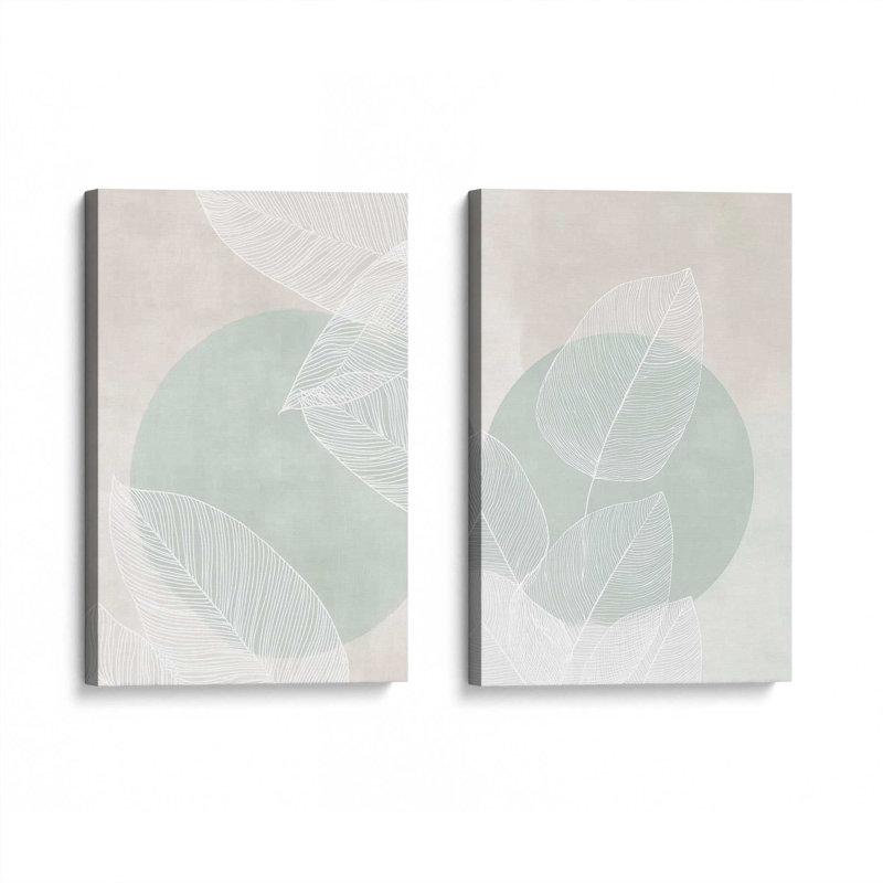 Ensemble de 2 impressions Soft Leaf Stillness, 48 po x 32 po, Toile tendue