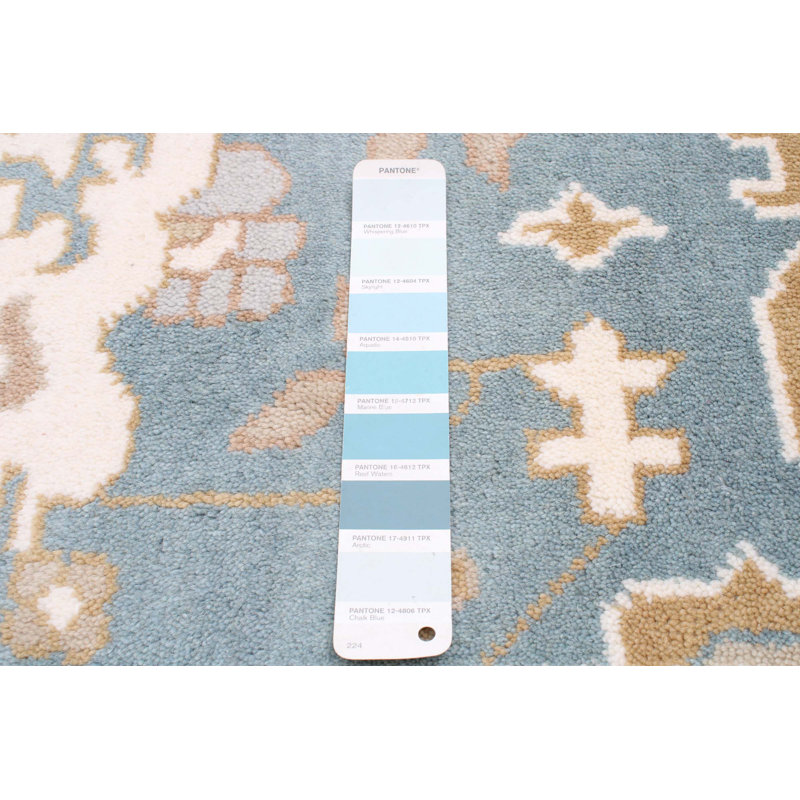 Tapis oriental bleu / brun en laine noué à la main 5 pi 10 po x 8 pi 10 po Oriental