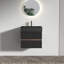 Meuble-lavabo 24 po avec lavabo à surface solide d'ingénierie noir mat et tiroirs noirs doux, meuble-lavabo mural flottant pour salle de bain moderne, sans drain ni robinet, KD-1542253125-1542253179