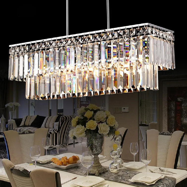 Acob 3 - Light Crystal Linear Pendant with Wrought Iron