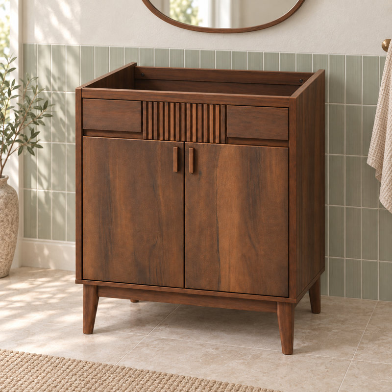 30" Mid-Century Modern Single Bathroom Vanity Base