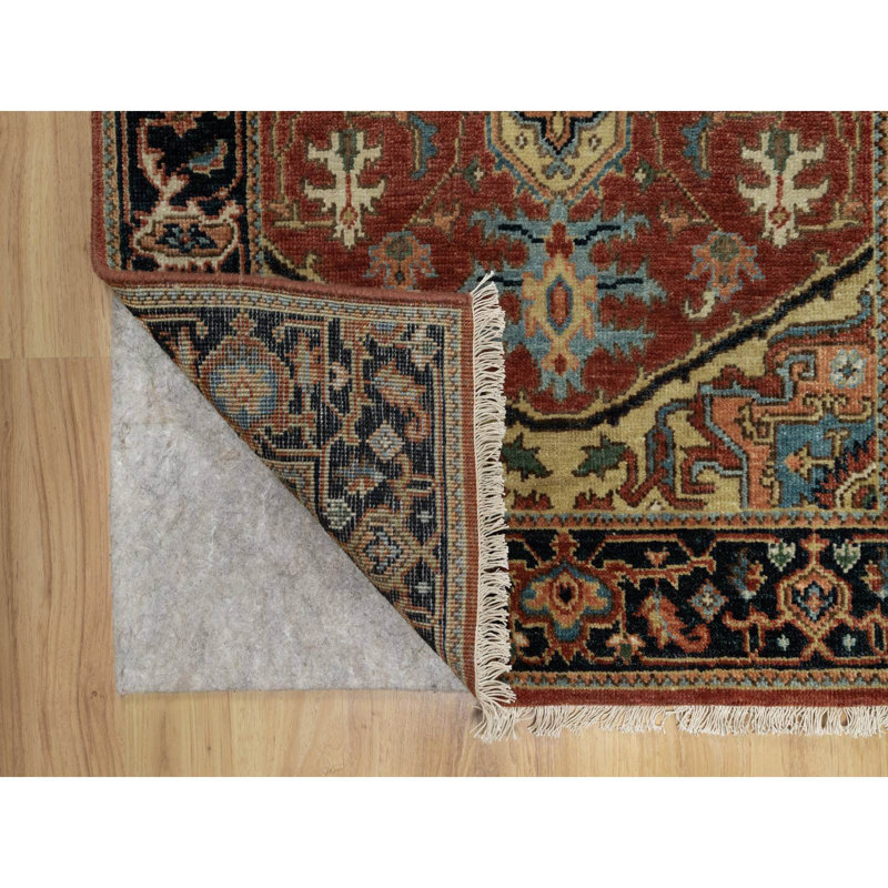 Tapis de couloir rouge en laine noué à la main 2 pi 9 po x 6 pi Heris Revival