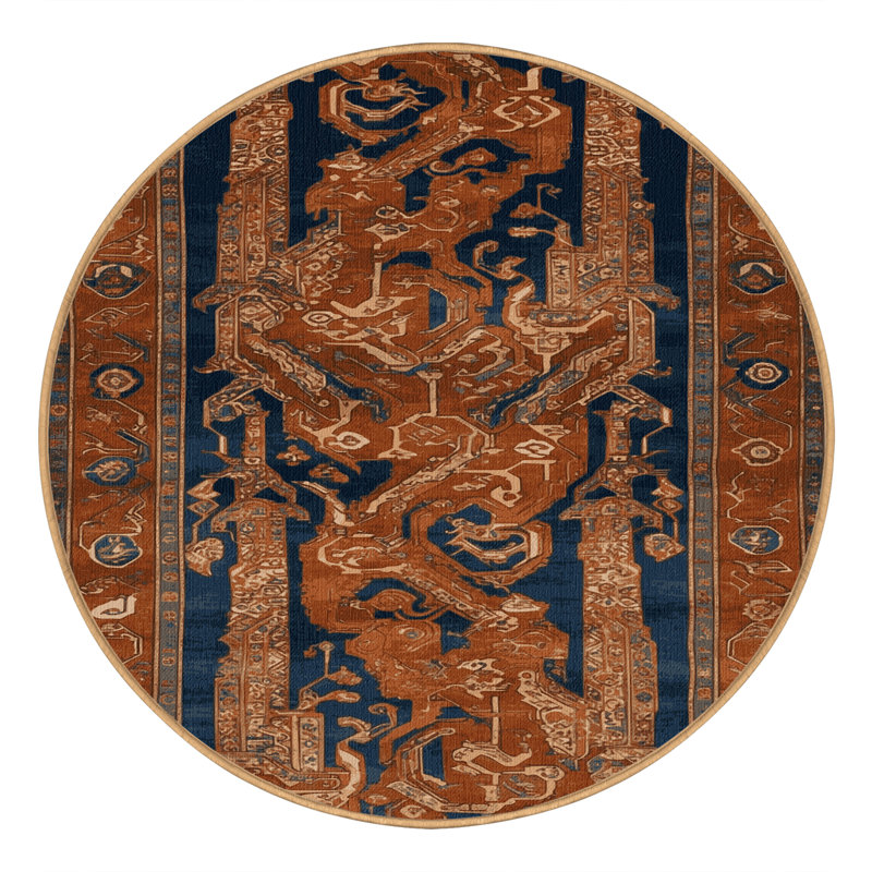 Tapis brun turc lavable à la machine, Rond 3 pi