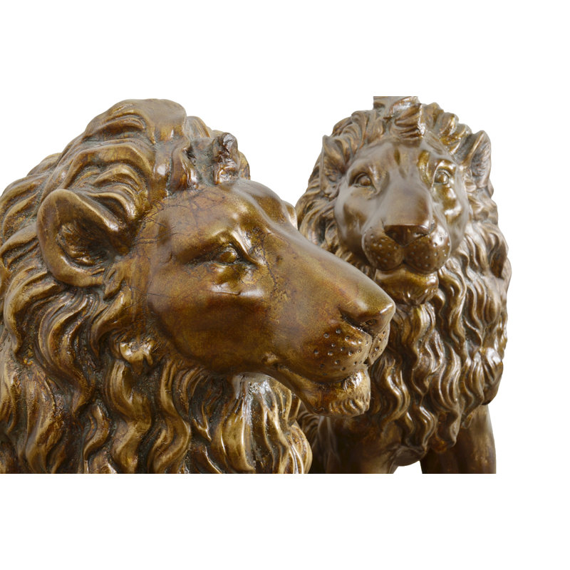 Ensemble de 2 lions 33 pouces de hauteur assis brunis