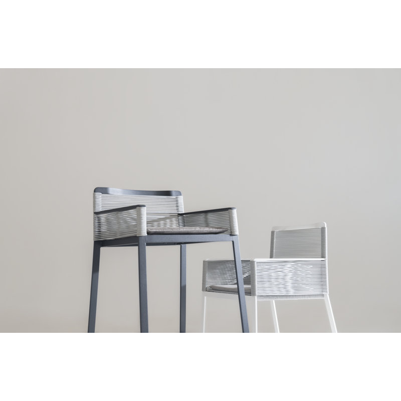 Skin Outdoor Bar Stool, Alloy Stratus, Anthracite Gray, Bar Stool (30" Seat Height)