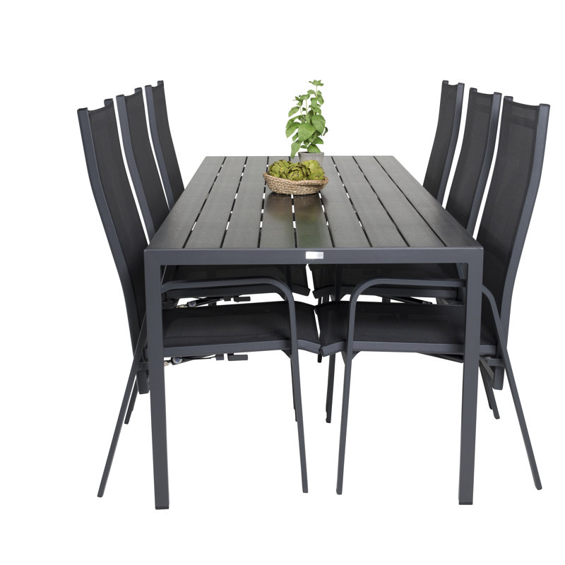 Hiran 6 - Person Patio Dining Set with Rectangular Table