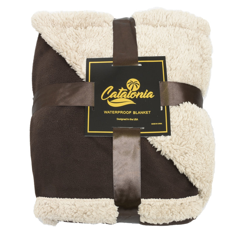 Catalonia Waterproof Dogs Blanket, 80" W x 90" L, Brown/Taupe