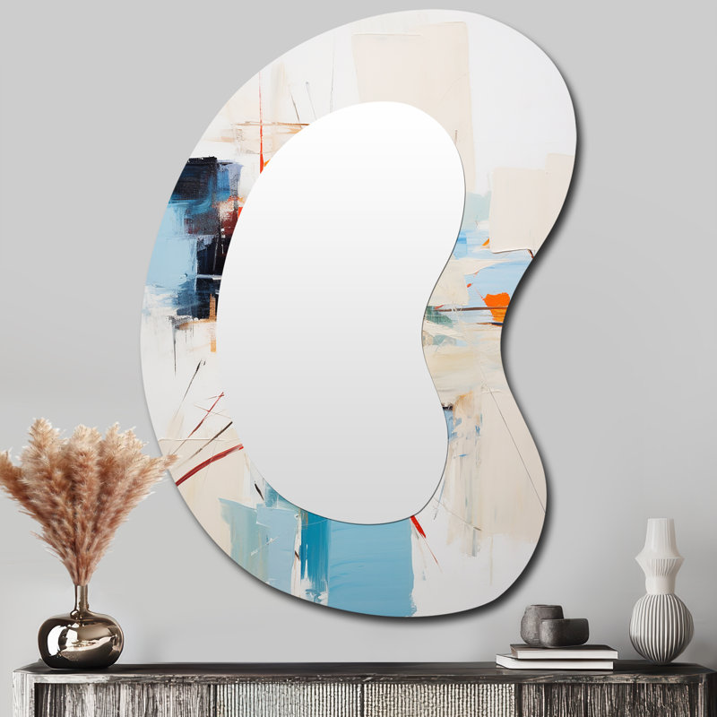«Ephemeral Silence Minimal Abstract», abstraite, décoration en métal - miroir mural moderne et irrégulier, 39 po x 28 po