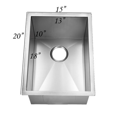 Sous-comptoir 15 po X 20 po X 10 po Évier de cuisine en acier inoxydable