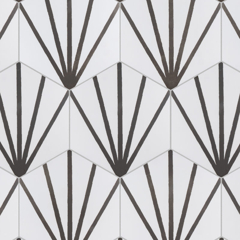 Horizon Dawn 7-3/4" x 9"Porcelain Patterned  Wall and Floor Tile, Nero
