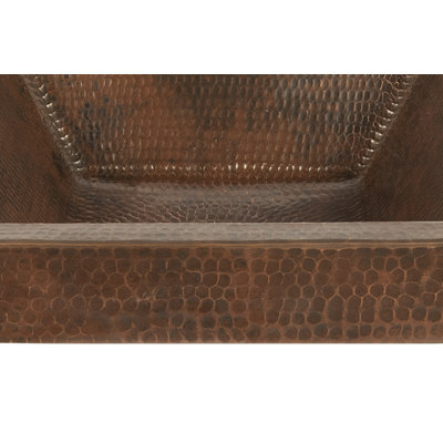 15" Square Skirted Vessel Hammered Copper Sink
