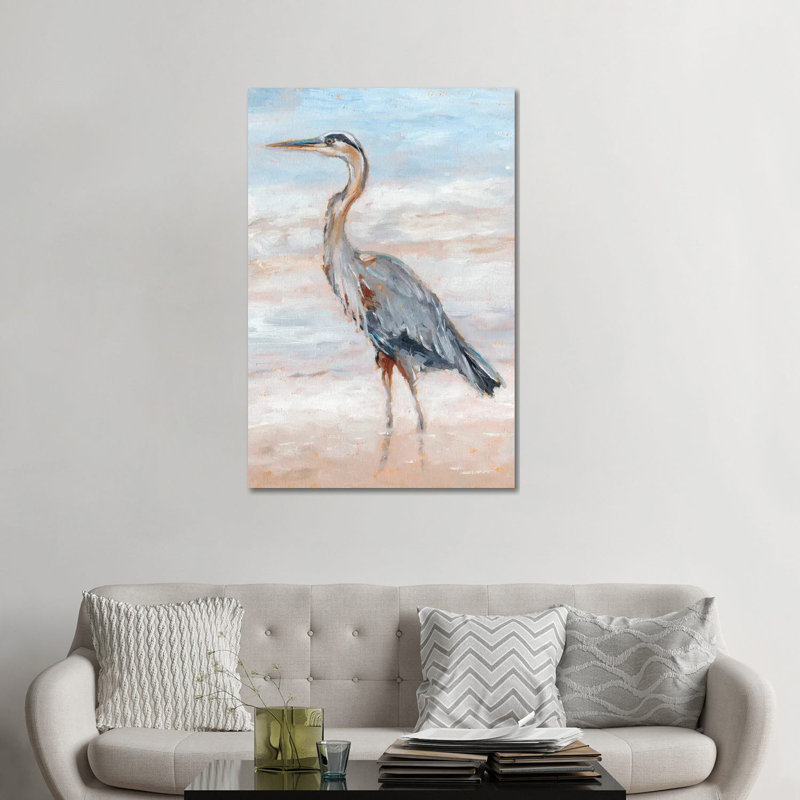«Beach Heron II» par Ethan Harper - reproduction d'art, Pas de tapis, Toile tendue, H 48 po x l 32 po x P 1,5 po
