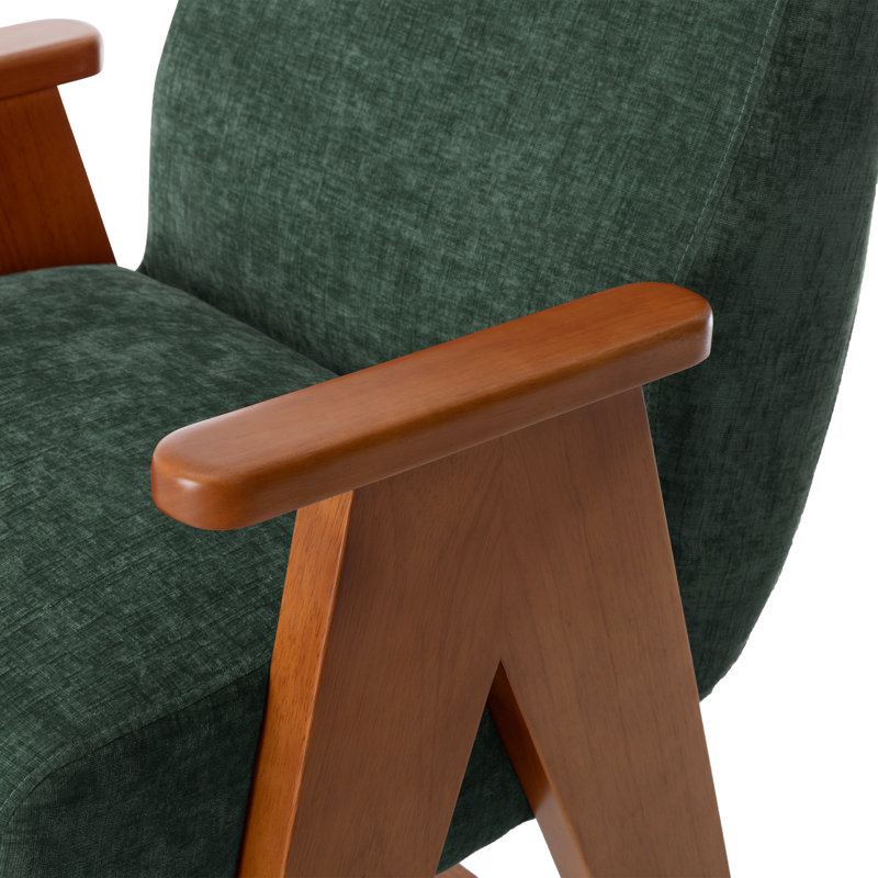 Tabouret de comptoir rembourré avec accoudoirs Kyajah, Vert