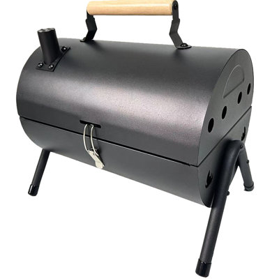 Portable Charcoal Cooking Grill - Extra Thick Steel, Heavy Duty, Windproof Lid, 1-3 Person Tabletop Barbecue Easy Assembly, 13.5''X8.8'' Space