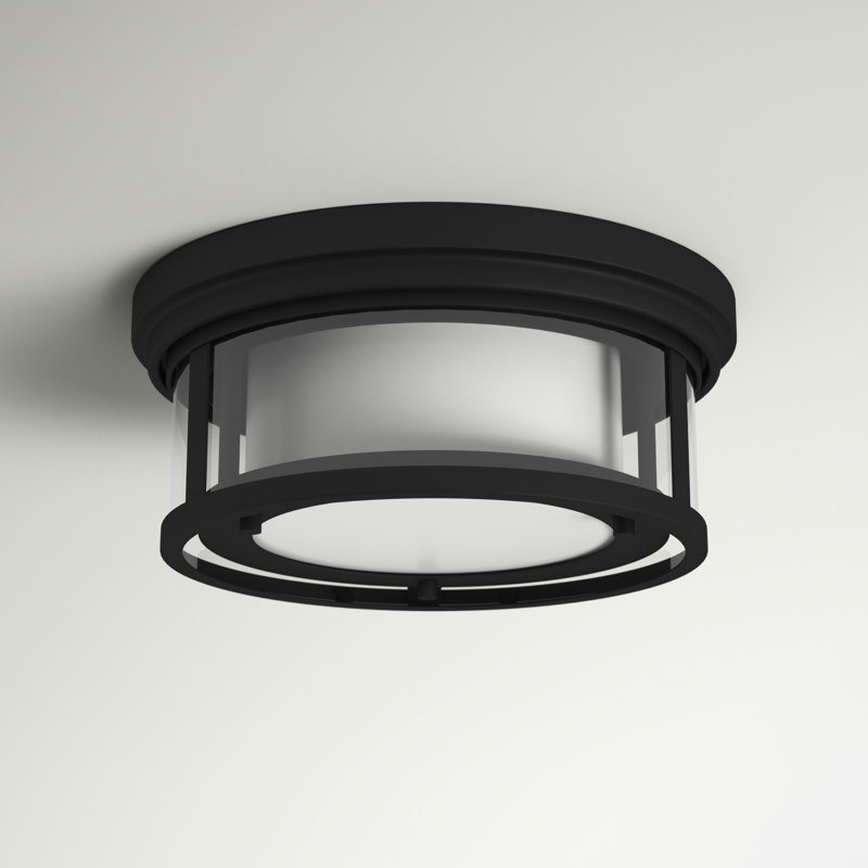 Javette Glass Flush Mount, Matte Black