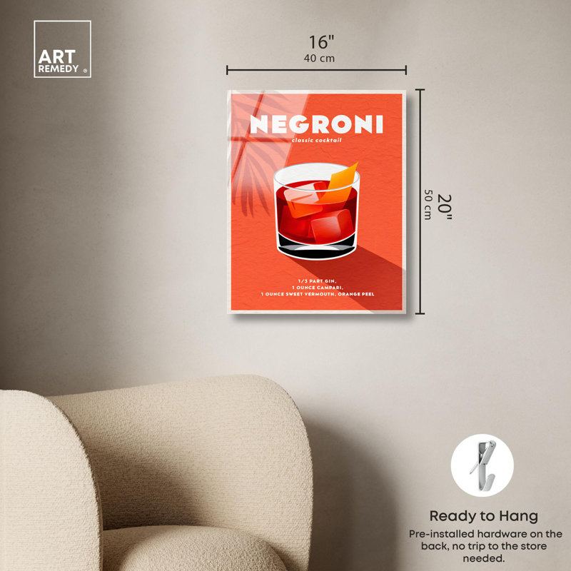 «Negroni», reproduction d'art acrylique par Art Remedy, H 20 po x l 16 po