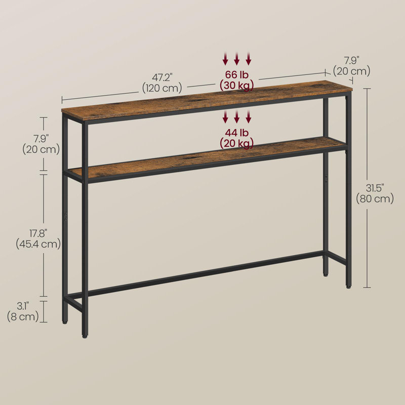 Console Gerianna, H 31,5 po x l 47,2 po x P 7,9 po