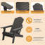 Chaise Adirondack réglable monobloc avec porte-gobelet, chaise tout temps pour terrasse (grise)-1938223630