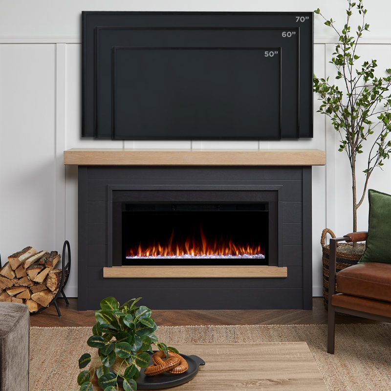 Bernice 65" Landscape Electric Fireplace by Real Flame, Charcoal, Smart Firebox