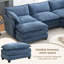 Canapé d'angle modulaire en L en chenille bleu marine avec repose-pieds amovible surdimensionné et canapé profond-132143600