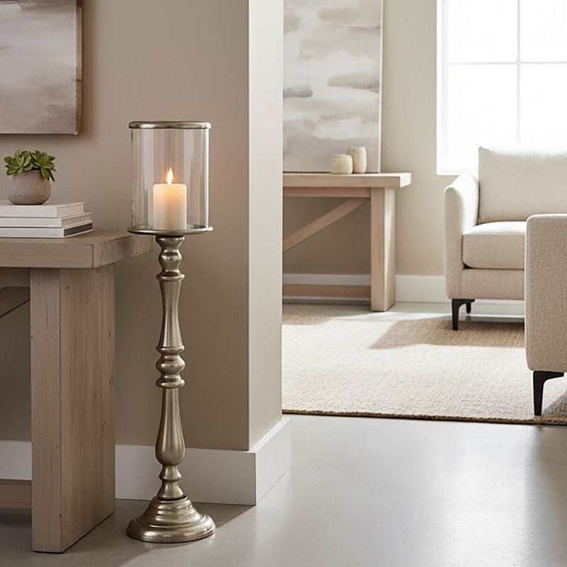 Aluminium Floor Candlestick, 100cm H x 21cm W x 21cm D