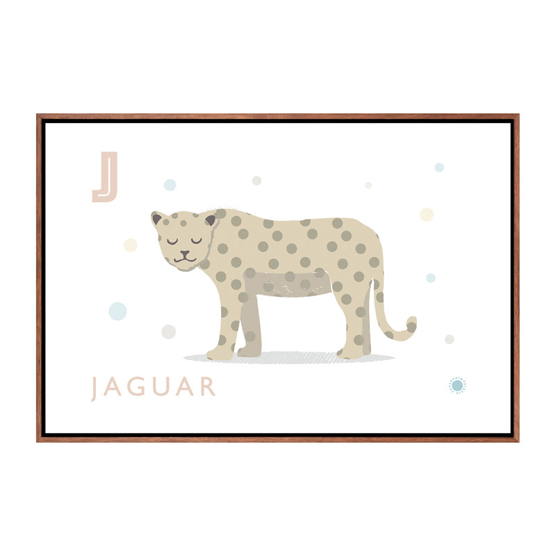 Jaguar - impression d'art graphique, Toile avec cadre brun, H 26 po x l 40 po x 1,5 po, Pas de tapis