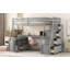 Lit mezzanine simple avec 7 tiroirs, 2 tablettes et bureau - Gris-732314377-732314382