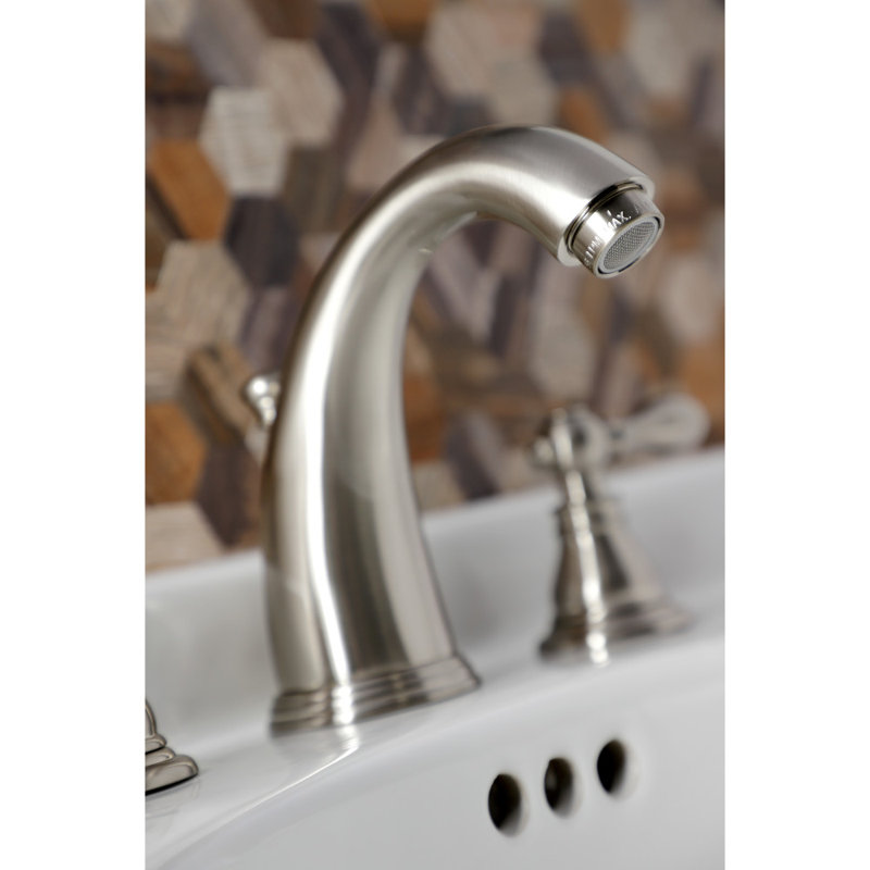 Victorian Era Inspired Brushed Nickel Widespread Bathroom Faucet
