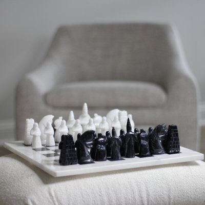 Japanese Marble Chess Set | Unique Marble Chess Set With Storage Case