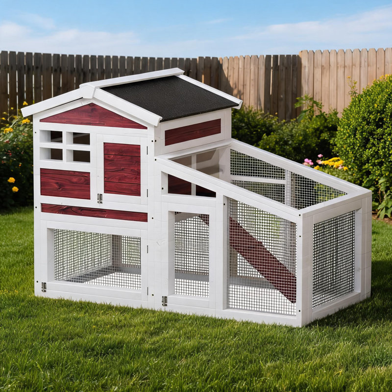 Cage à lapin à double couche - cage à lapins en bois 53 2 l avec plateau amovible