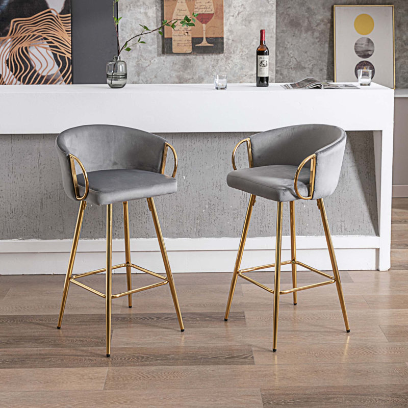 Tabouret de comptoir 26,77 po Smilte, Gris