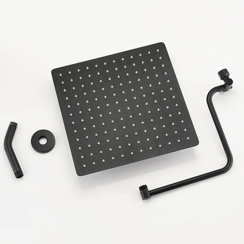 12" Shower Head With Stainless Steel And Adjustable Arm - Matte Black Versatile