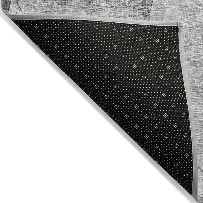 Gray Rectangular Washable Synthetic Flat Woven Rug