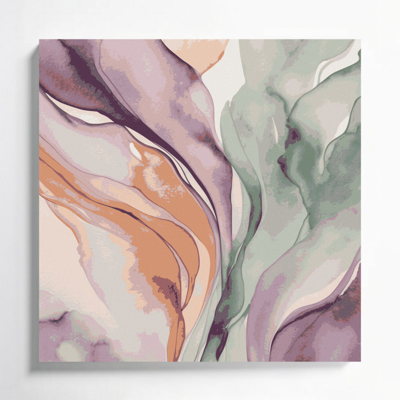 Aquarelle abstraite 64, art mural sur toile beige, H 12 po x l 12 po