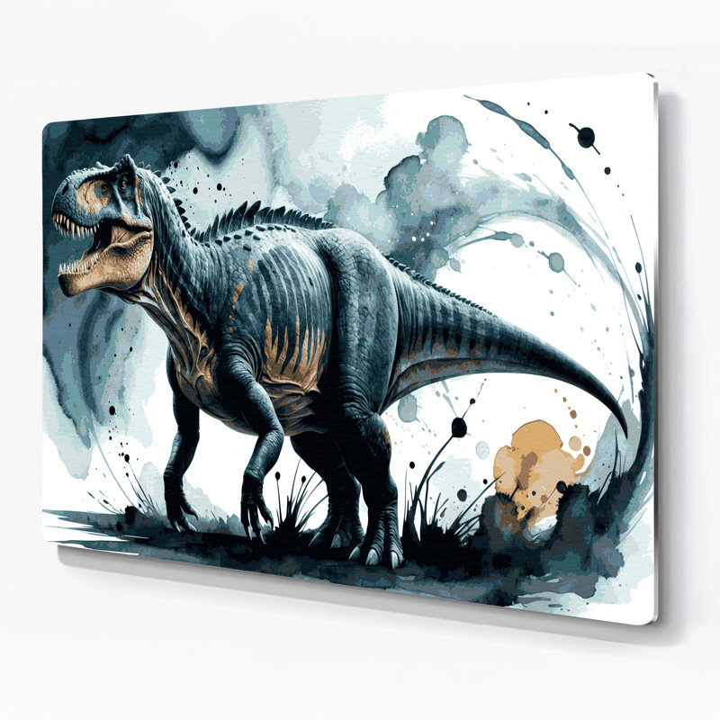 «Dinosaur Titanosaurus», art mural en métal bleu, H 11 po x l 14 po