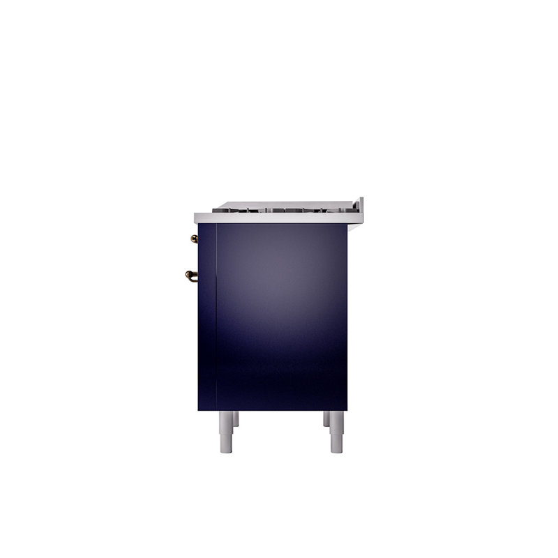 Cuisinière mixte 36 po ILVE Nostalgie II, Gaz naturel, Bleu minuit / bronze