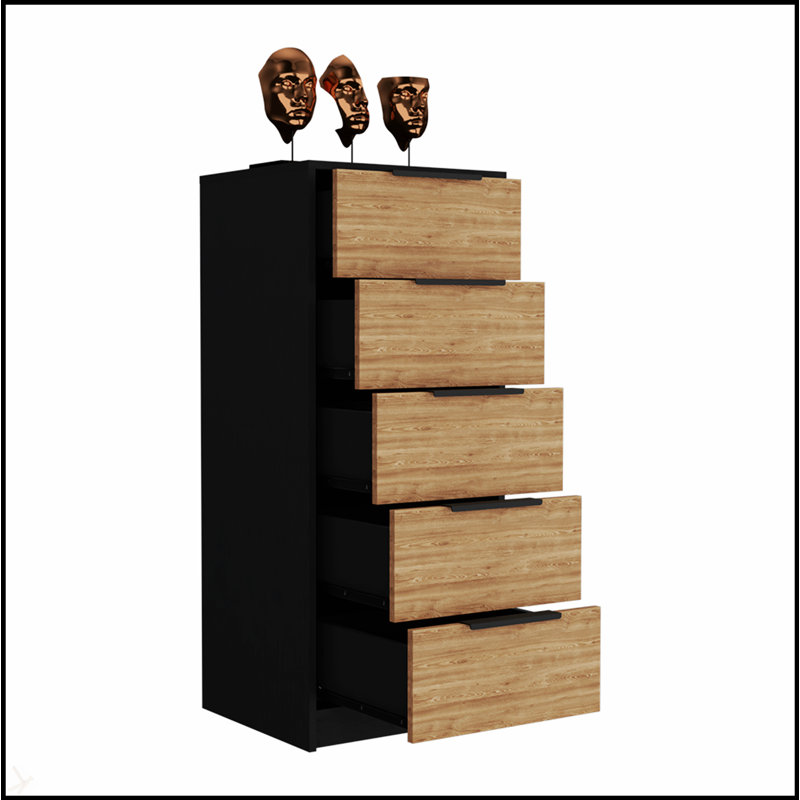 Commode élégante à 5 tiroirs avec construction durable, parfaite pour organiser et rehausser la décoration intérieure.