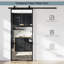 Porte de grange coulissante en métal et verre transparent de 42 po x 84 po avec quincaillerie d'installation (fermeture en douceur incluse)-1051180753-1051180754