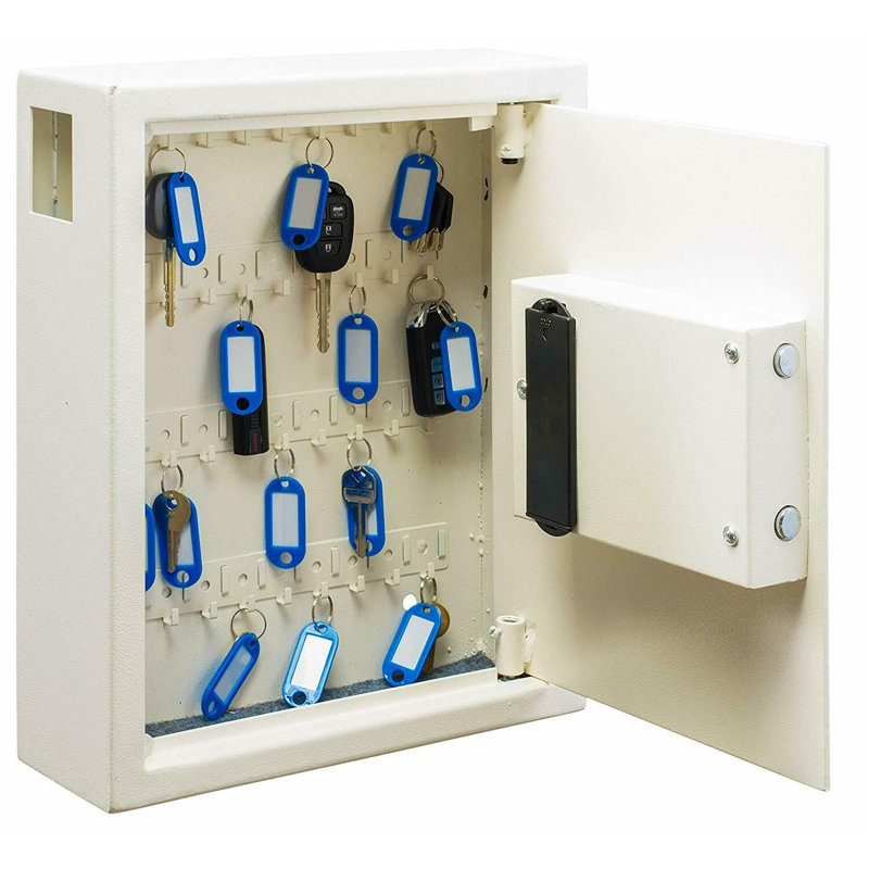 40-Key Steel Digital Lock Key Cabinet, White