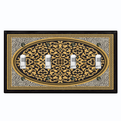 Elegant Animal Carpet Rug Print Nature Themed 4 - Gang Toggle Light Switch Standard Wall Plate