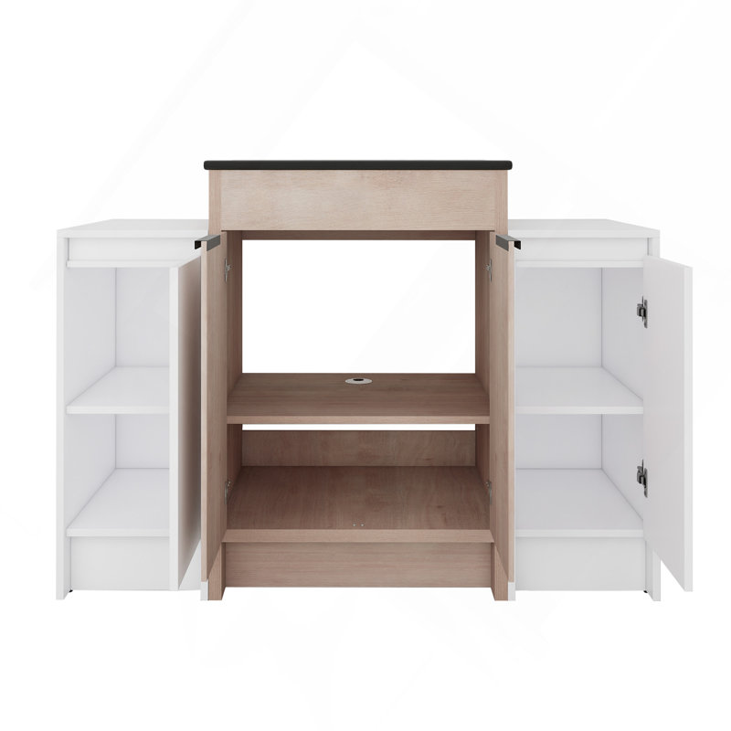 Meuble-lavabo autoportant de 48 pouces avec lavabo en céramique noire et 2 armoires de rangement, porte à fermeture douce, armoire combinée