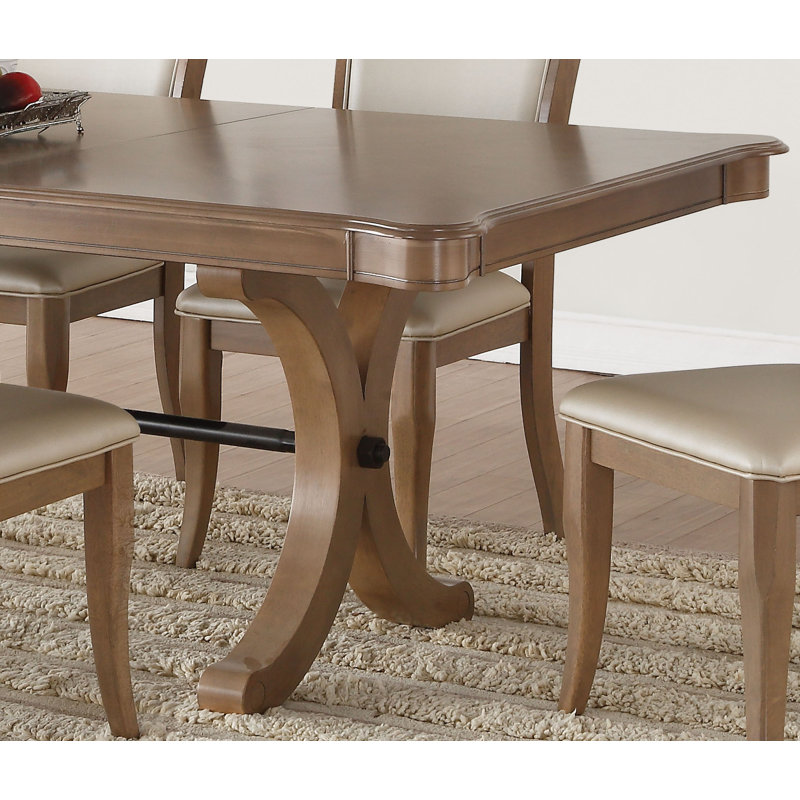 Gray Oak Extendable Rectangular Dining Table for Six
