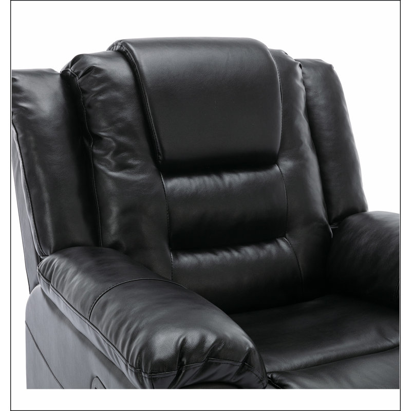 360°Swivel and Rocking Home Theatre Recliner Manual Recliner Chair with Wide Armrest, Black