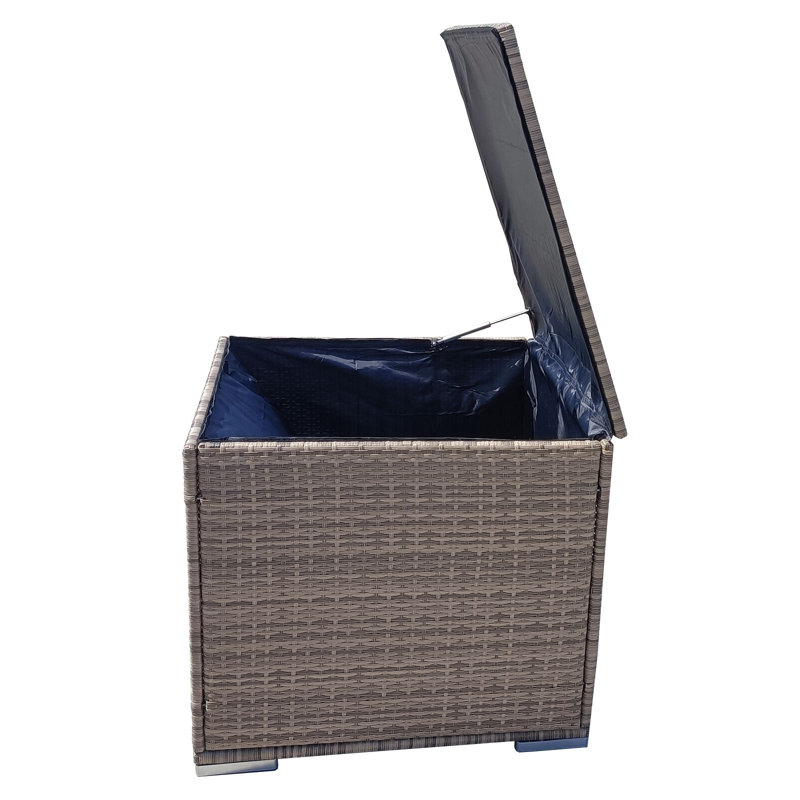 17 Stories Lyndyn 76cm W 88L Water Resistant Wicker Deck Box, Nature