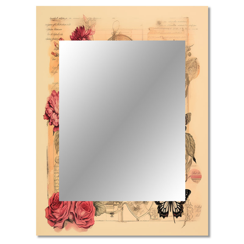 Illustration rétro d'un papillon rose romantique, 40 po x 30 po