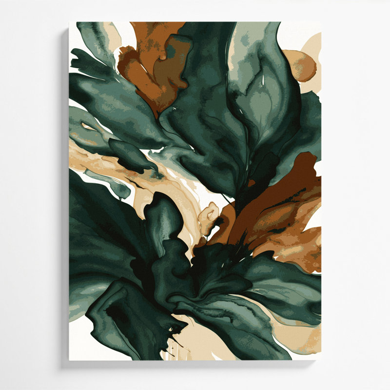 Aquarelle abstraite 32, art mural sur toile verte, H 11 po x l 14 po