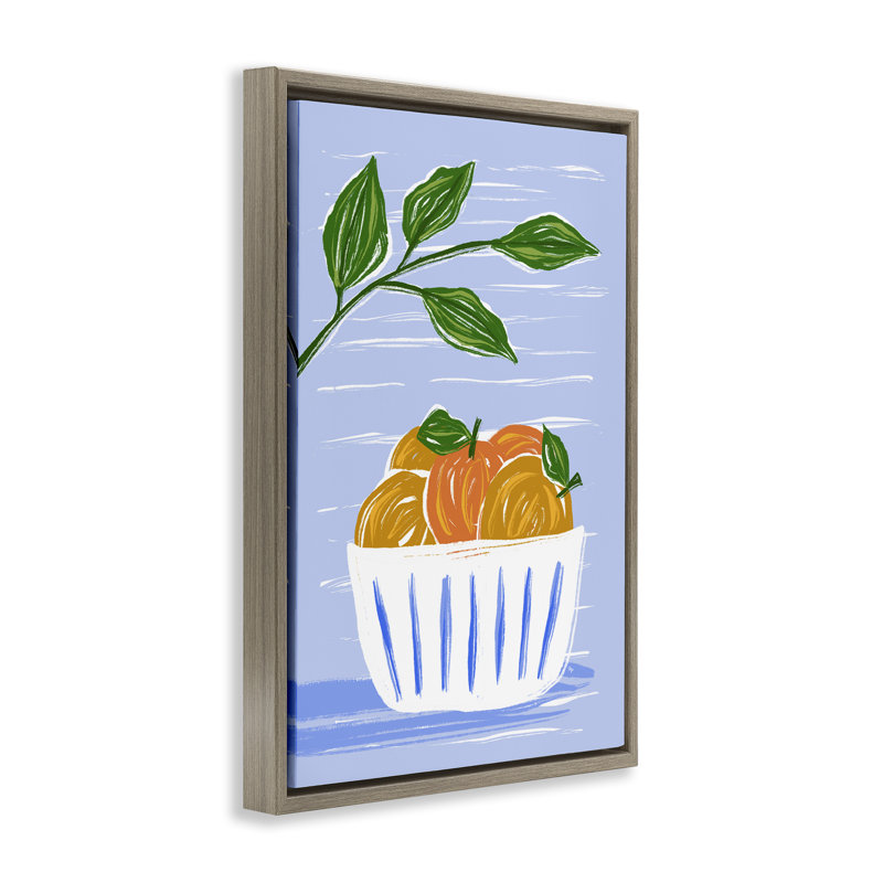 Bowl Of Oranges Framed Floater Canvas by Martina Pavlova, 31" H x 21" W, Montalcino Elm Floater Frame